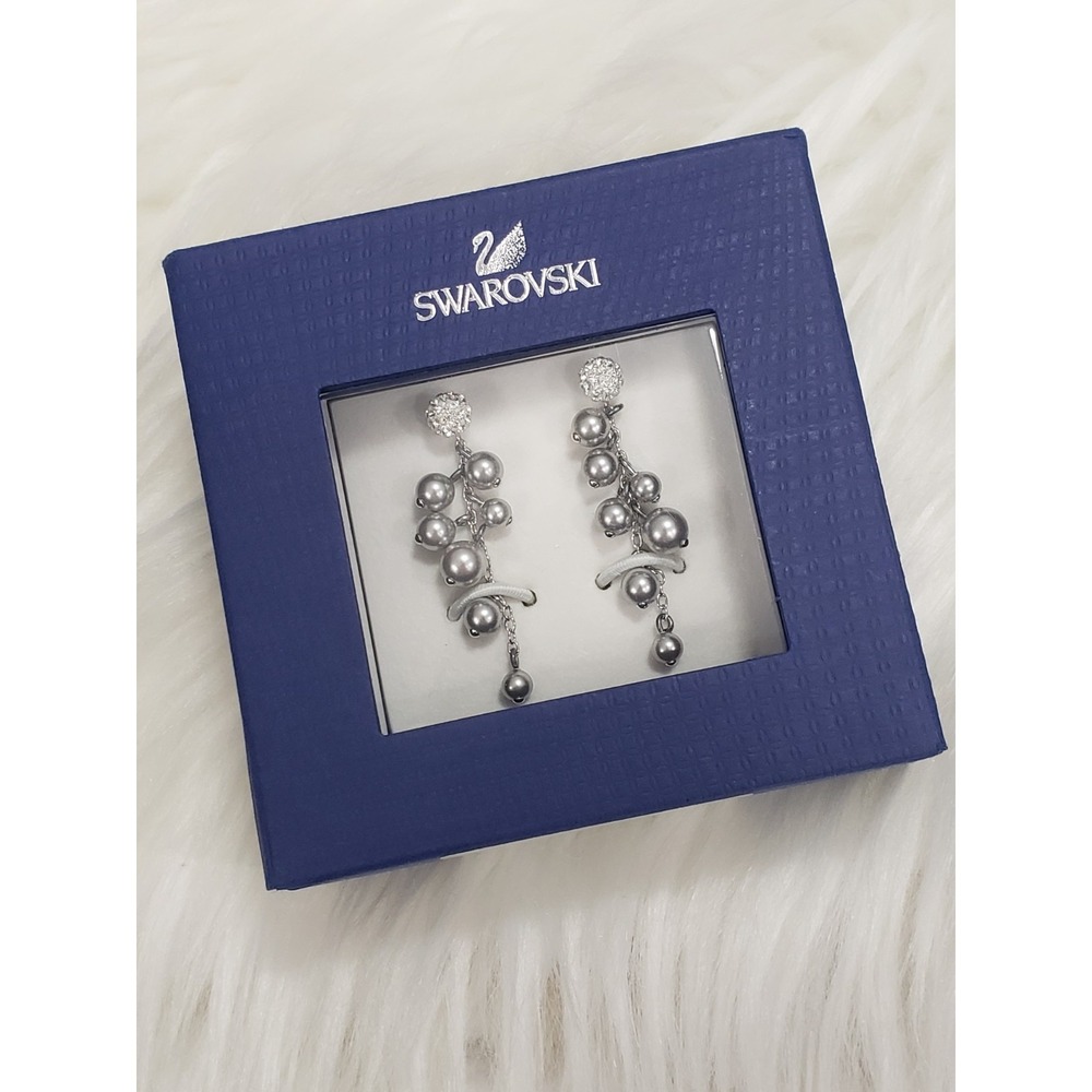 NEW Swan Signed SWAROVSKI Rumor Earrings - #1145703 long dangle cluster balls